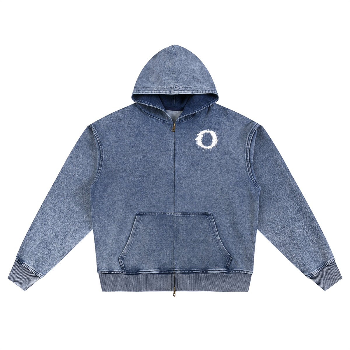 Snow Wash Oversized Zip-Up Hoodie