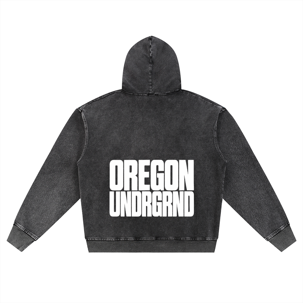 Snow Wash Oversized Zip-Up Hoodie