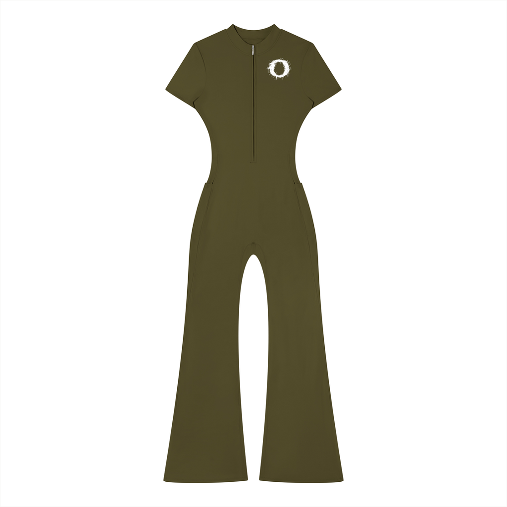 Women’s Tight Flared Leg Quarter-Zip Jumpsuit