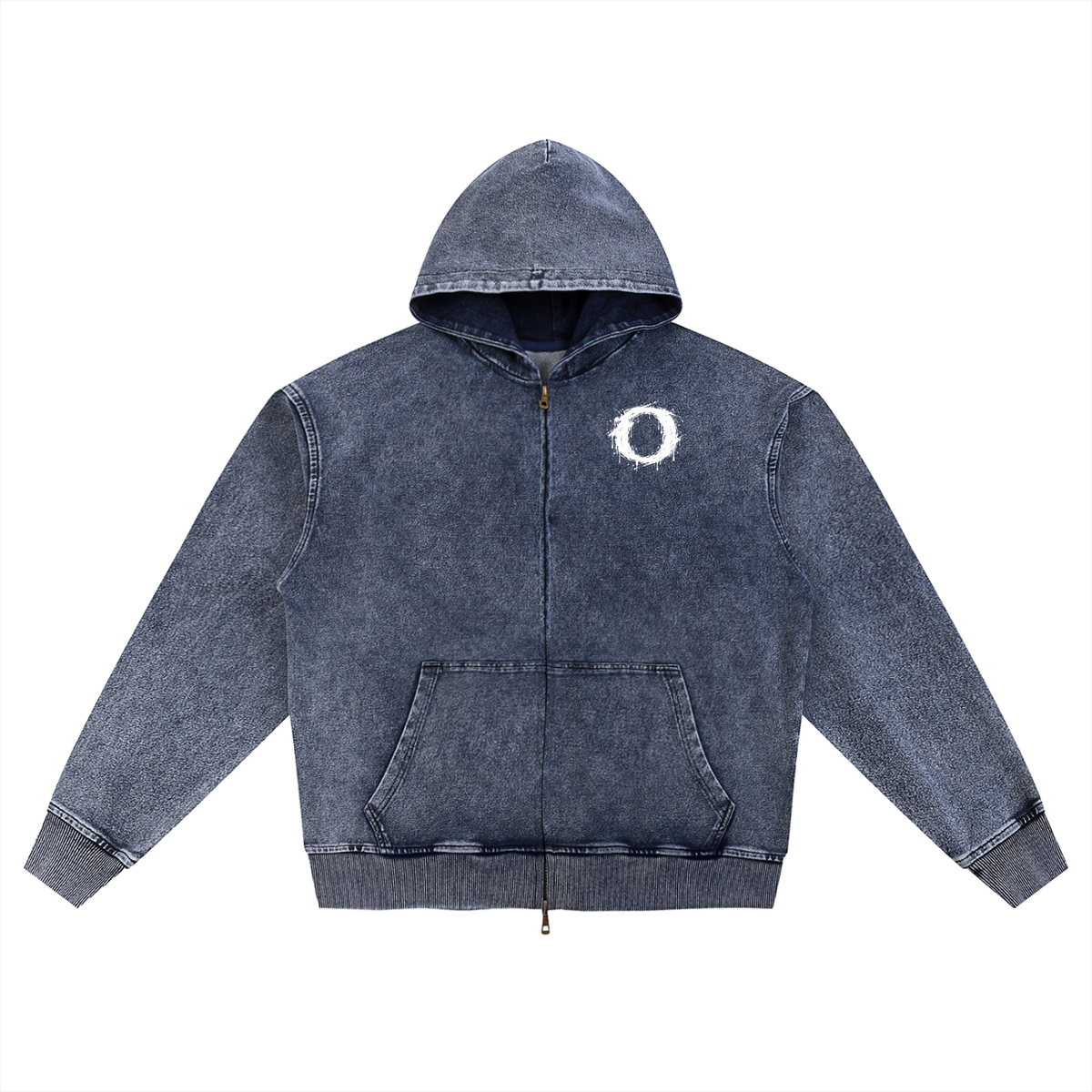 Snow Wash Oversized Zip-Up Hoodie